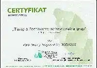 Certyfikat uczestnitwa w Warsztacie Terapia Poznawczo Behawioranlna Grup